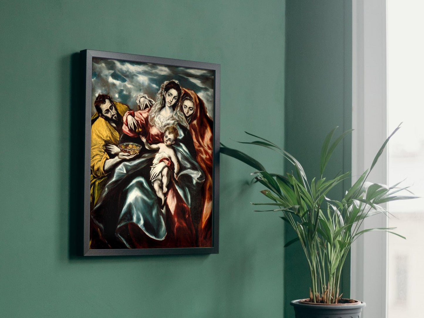 La Sagrada Familia con María Magdalena y plato de frutas by El Greco, 1610, Baroque and Chiaroscuro, fine art print