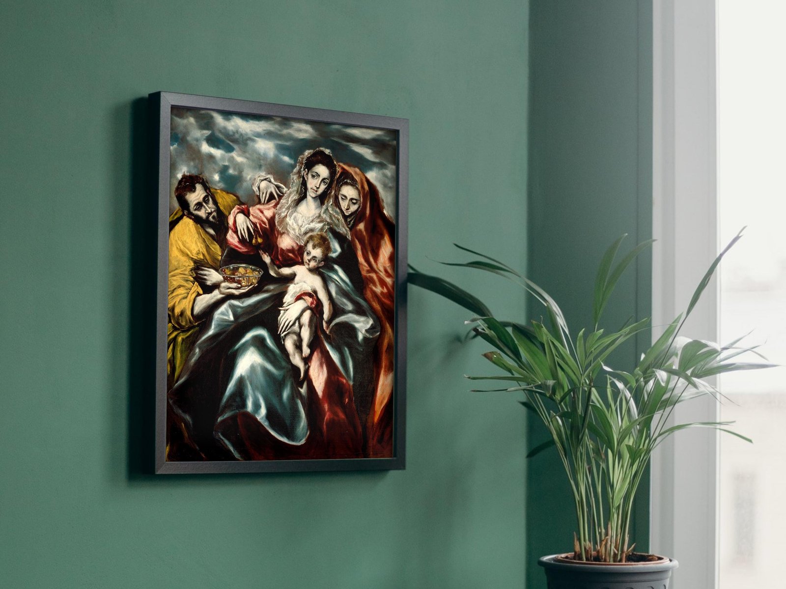 La Sagrada Familia con María Magdalena y plato de frutas by El Greco, 1610, Baroque and Chiaroscuro, fine art print