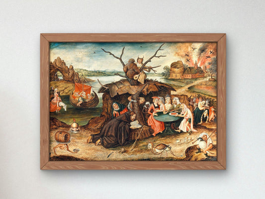 La tentacion de San Antonio by Pieter Bruegel the Younger, 1625, Baroque and Chiaroscuro, fine art print