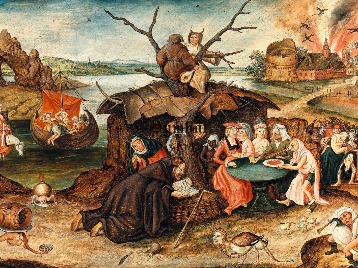 La tentacion de San Antonio by Pieter Bruegel the Younger, 1625, Baroque and Chiaroscuro, fine art print