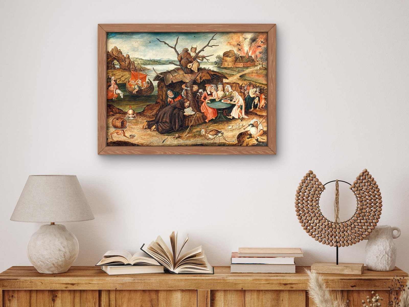 La tentacion de San Antonio by Pieter Bruegel the Younger, 1625, Baroque and Chiaroscuro, fine art print