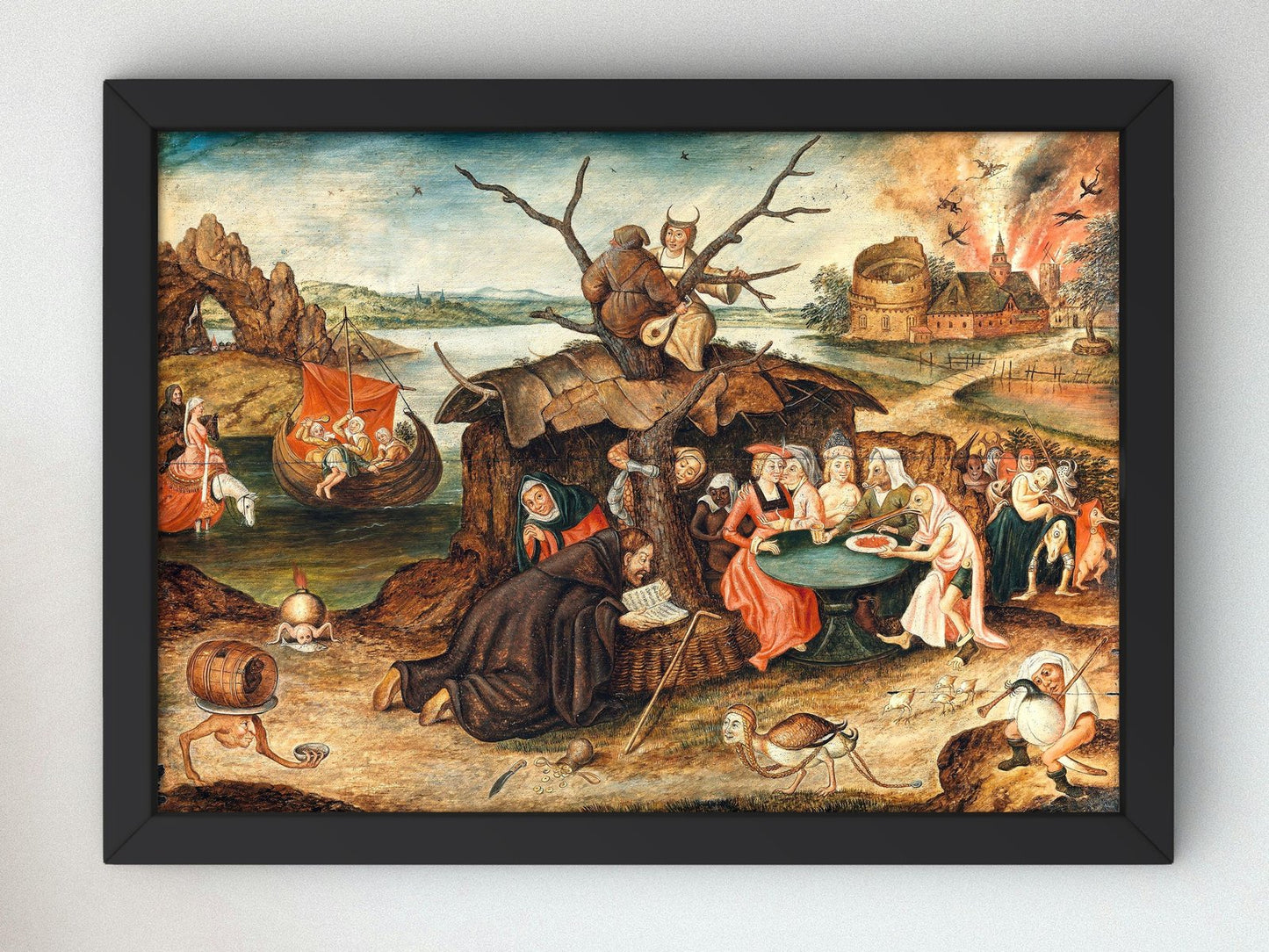 La tentacion de San Antonio by Pieter Bruegel the Younger, 1625, Baroque and Chiaroscuro, fine art print