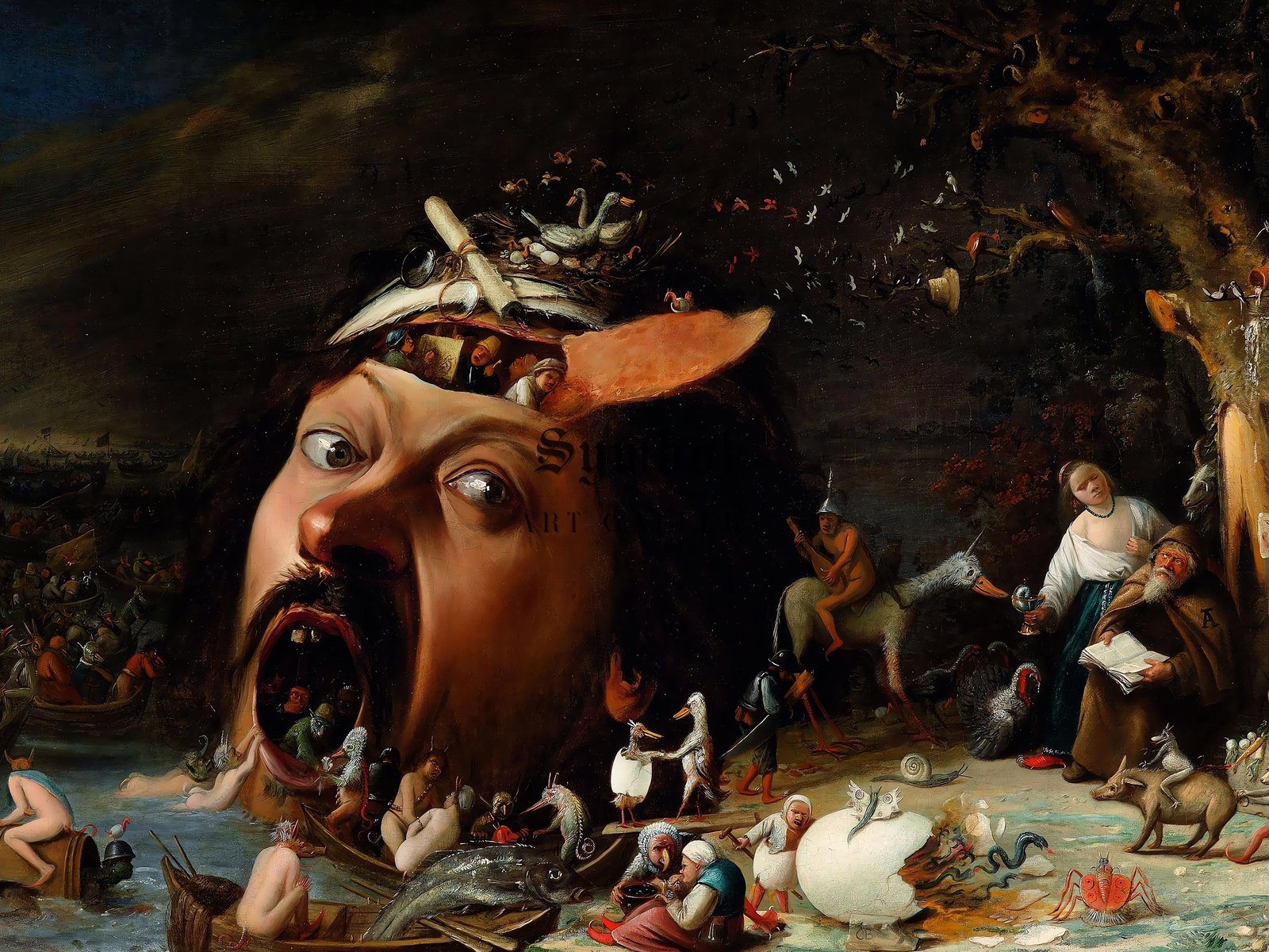 La Tentation de saint Antoine by Josse van Craesbeeck, 1650, Baroque and Chiaroscuro, fine art print