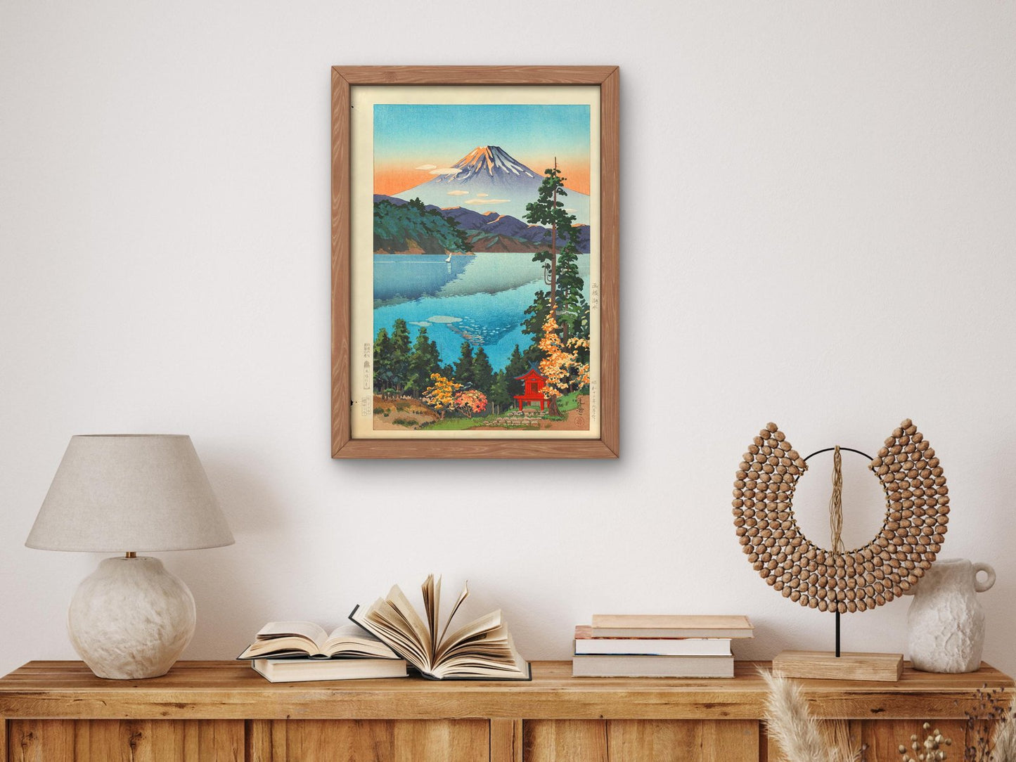 Lake Ashi in the Hakone Hills in Early Autumn by Tsuchiya Koitsu, 1938, Japanese Woodblock Prints, fine art print