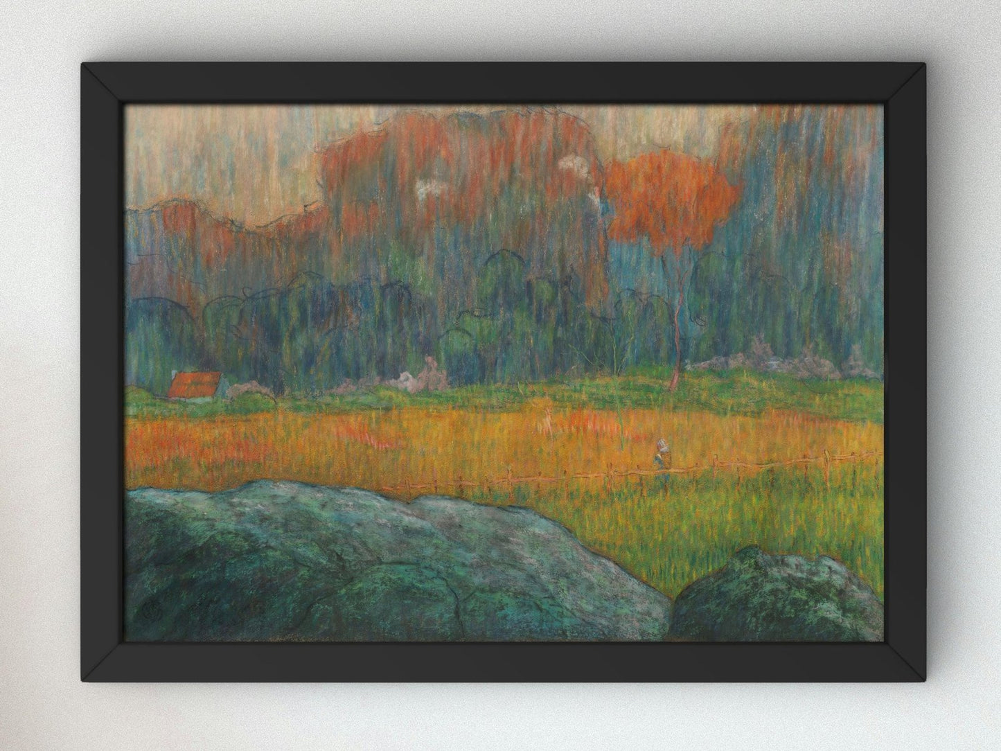Landscape with Figure and Houses by Claude Emile Schuffenecker, 1891, Post-Impressionism, fine art print