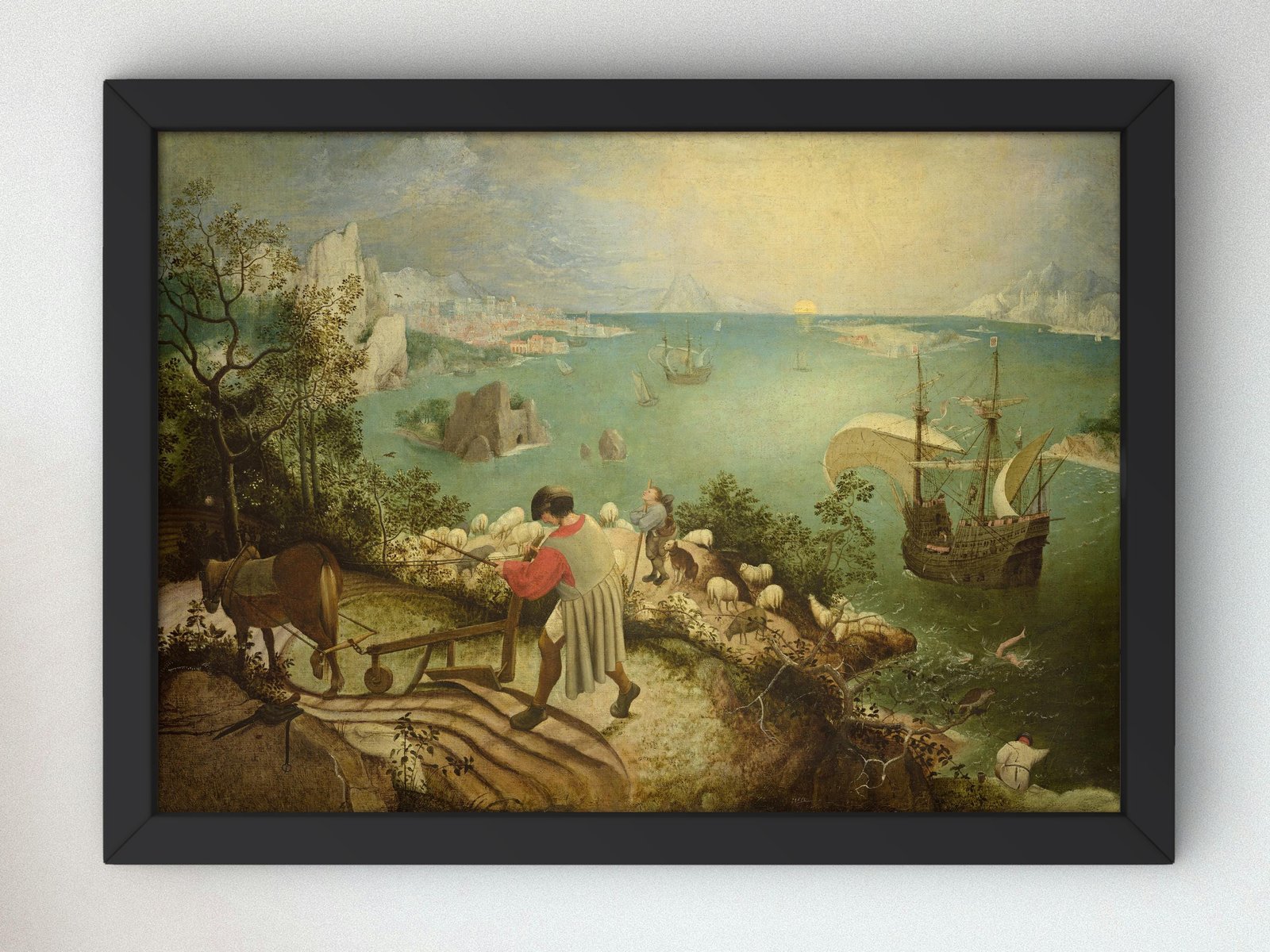 Landscape with Fall of Icarus by Pieter Bruegel the Elder, 1560, Renaissance, fine art print