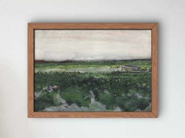 Landscape with Wheelbarrow by Vincent van Gogh 1883, Wall Art Print, Fine Art Reproduction, Museum Quality Decor, Poster