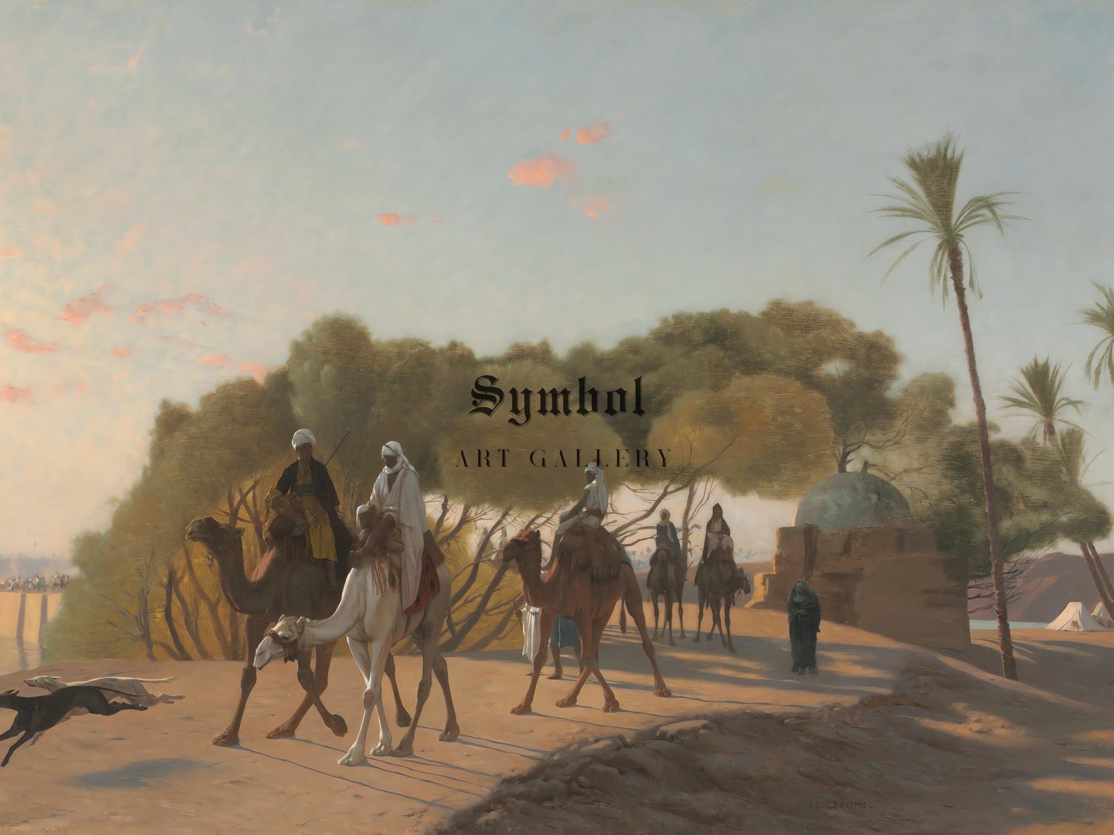 Leaving the Oasis by Jean-Léon Gérôme, 1880, Orientalism and Exoticism, fine art print
