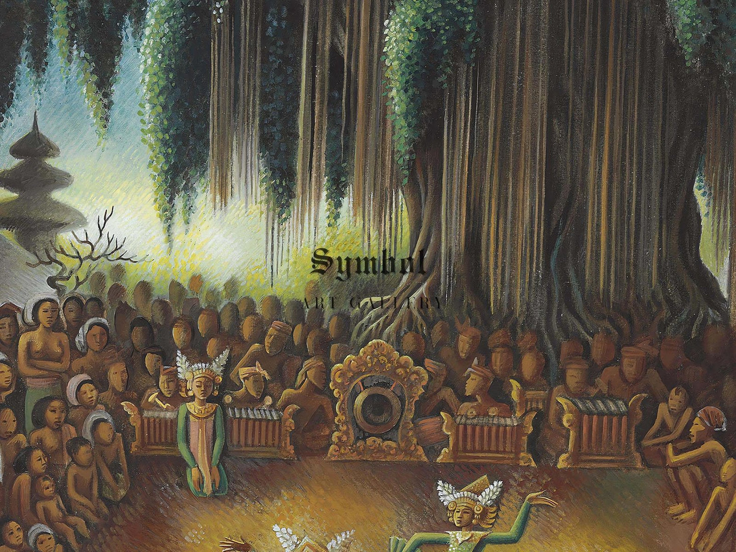 Legong Performance Under Banyan Tree by Miguel Covarrubias, 1930, Art Deco and American Modernism, fine art print
