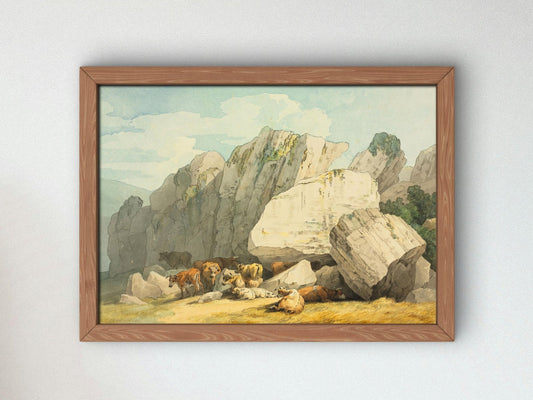 Leigh Tor Rocks at Poundsgate near New Bridge on the Dart Devon by John White Abbott, 1800, Romanticism and Classical Landscapes, fine art print