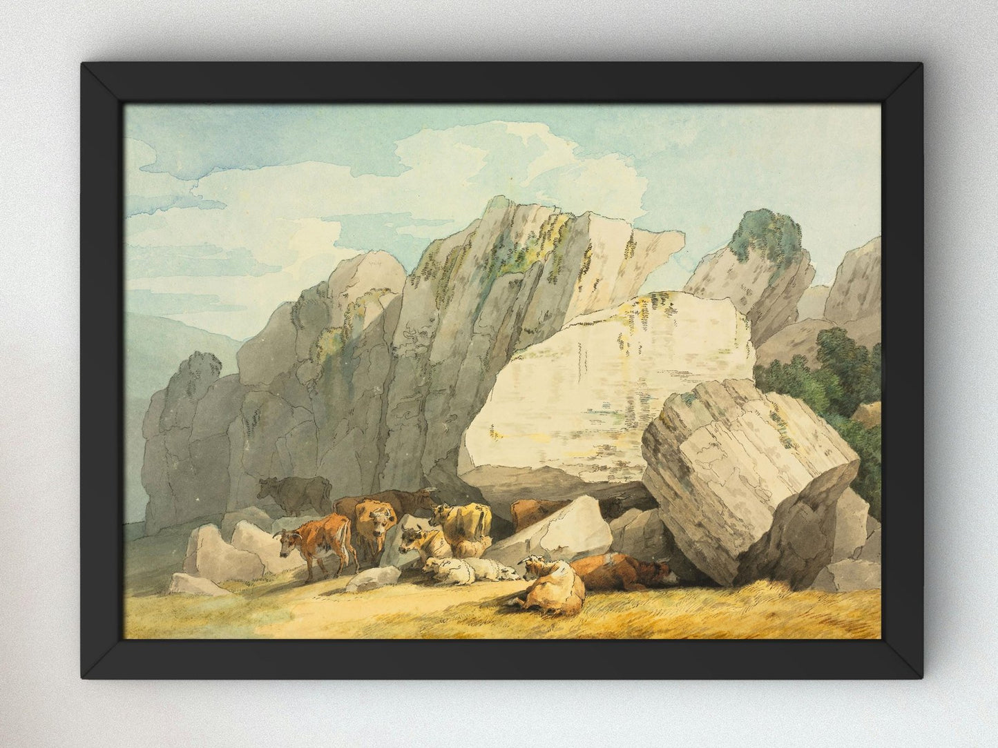 Leigh Tor Rocks at Poundsgate near New Bridge on the Dart Devon by John White Abbott, 1800, Romanticism and Classical Landscapes, fine art print