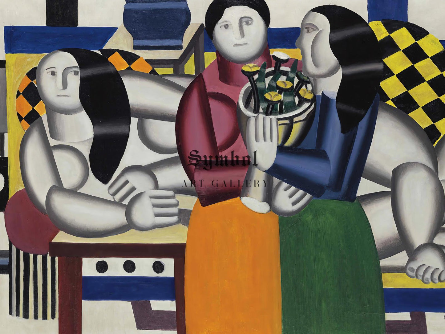 Les trois femmes au bouquet by Fernand Léger, 1922, Cubism and Abstract Art, fine art print