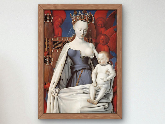 Madonna and Child Left Panel of Diptych de Melun by Jean Fouquet, 1450, Renaissance, fine art print