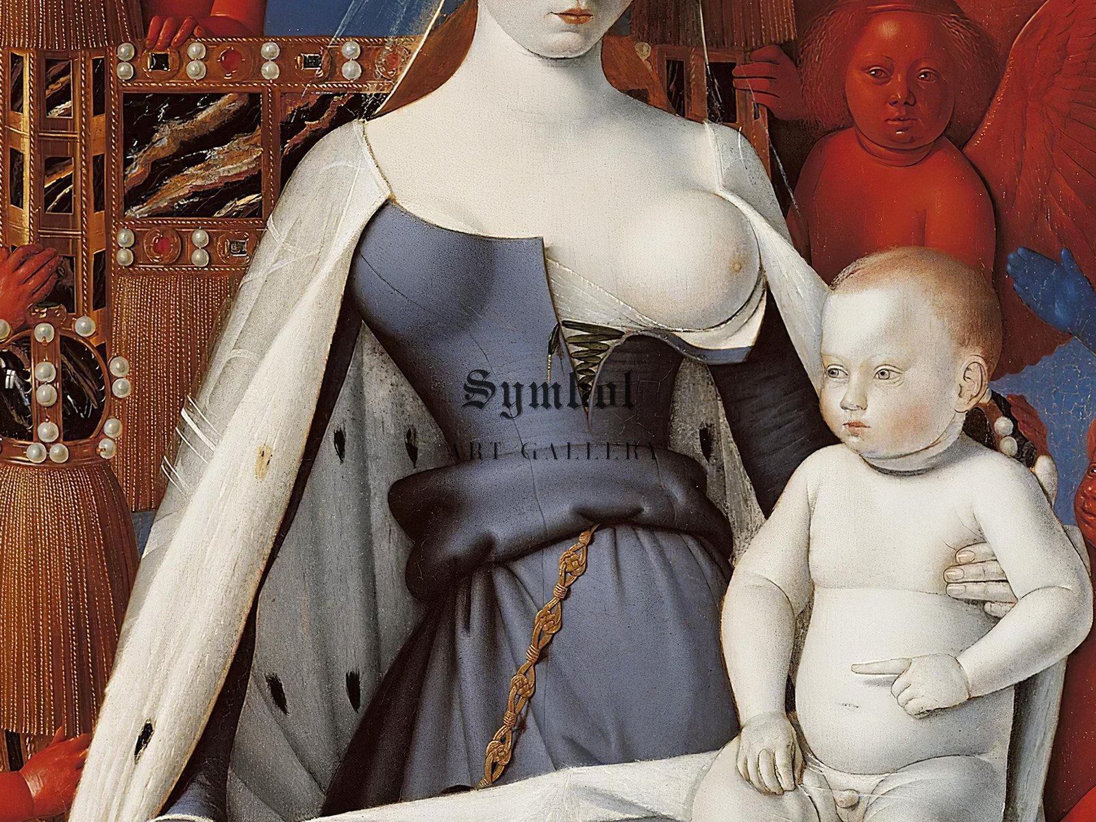 Madonna and Child Left Panel of Diptych de Melun by Jean Fouquet, 1450, Renaissance, fine art print