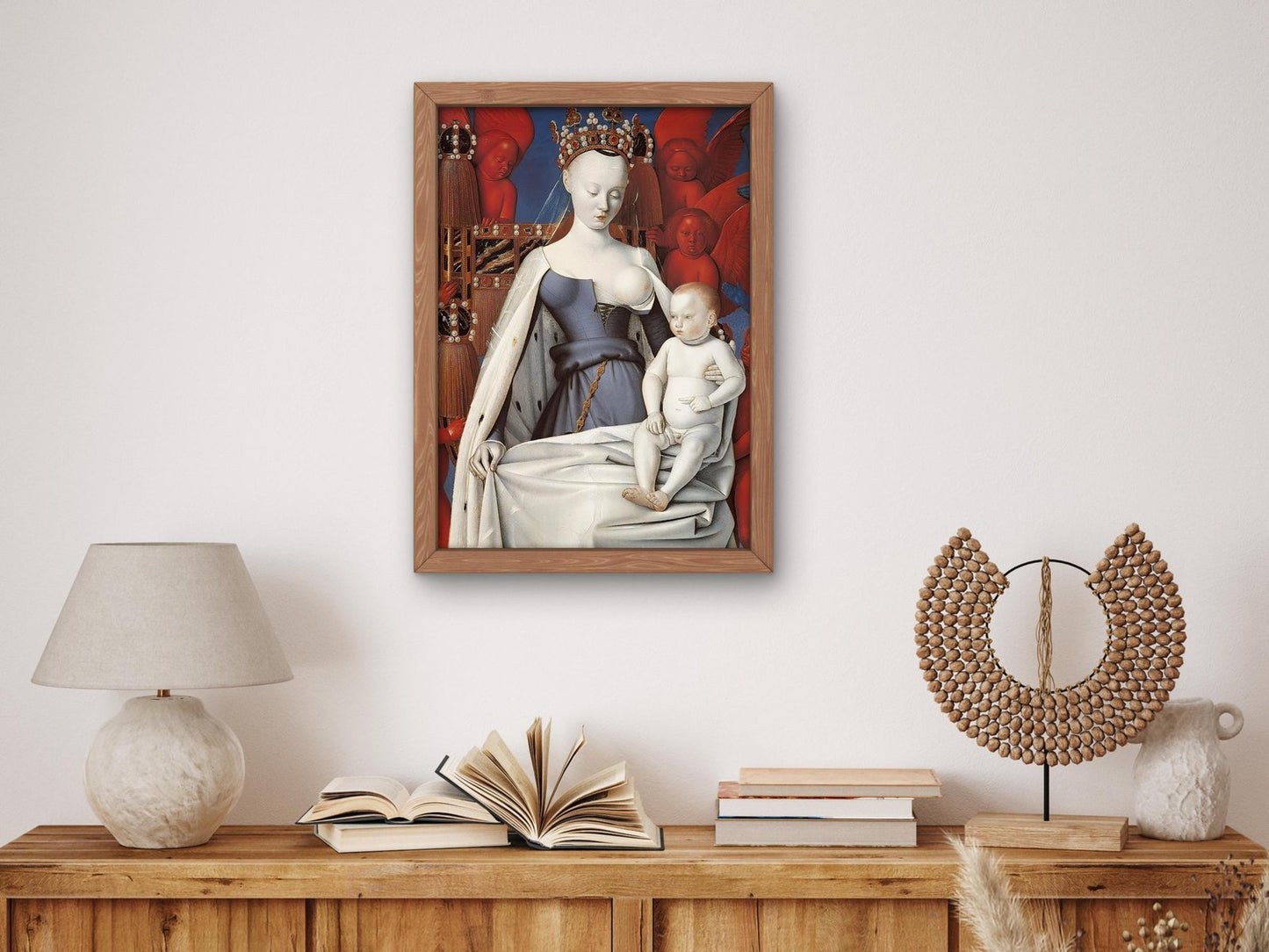 Madonna and Child Left Panel of Diptych de Melun by Jean Fouquet, 1450, Renaissance, fine art print