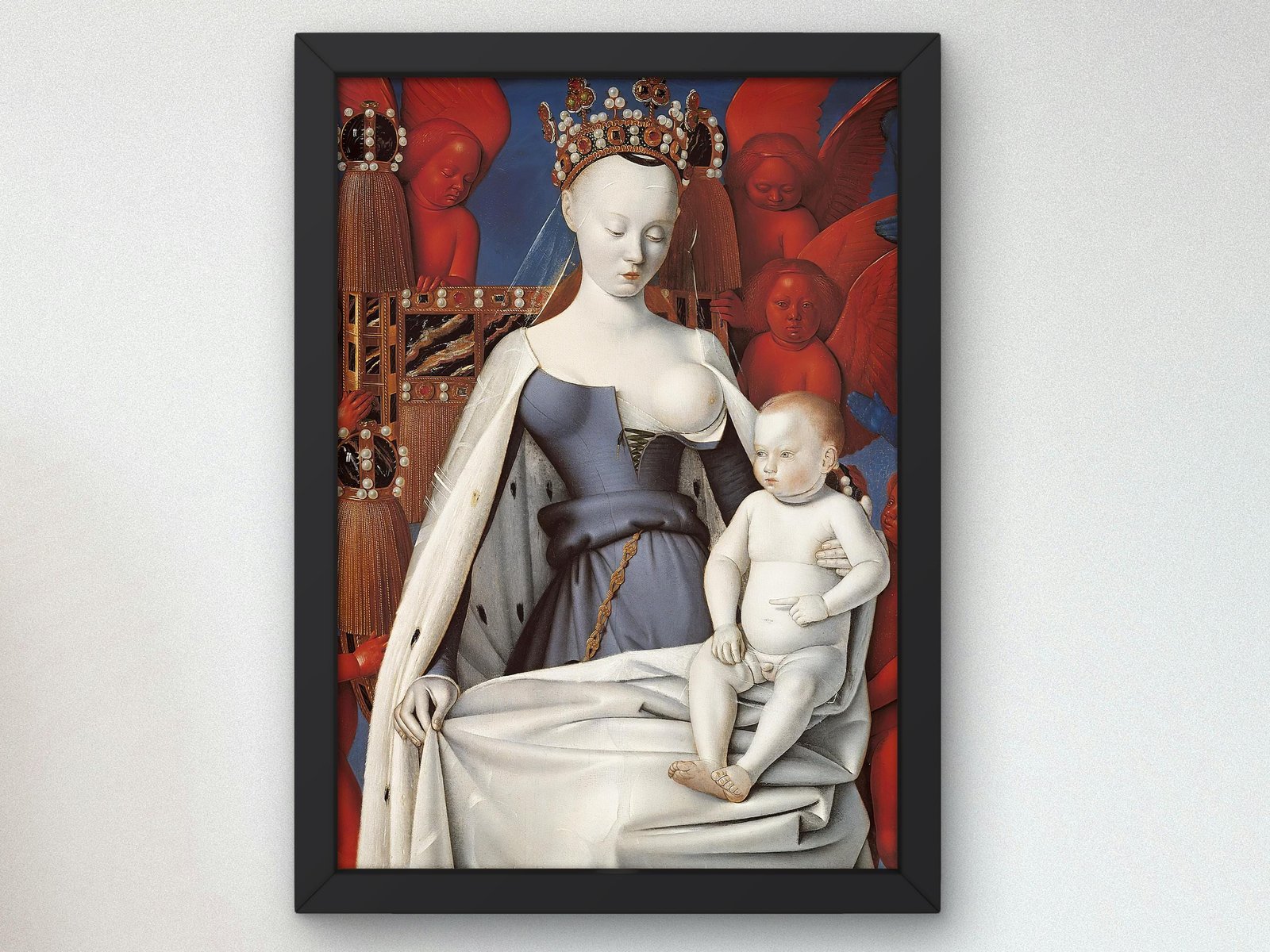 Madonna and Child Left Panel of Diptych de Melun by Jean Fouquet, 1450, Renaissance, fine art print