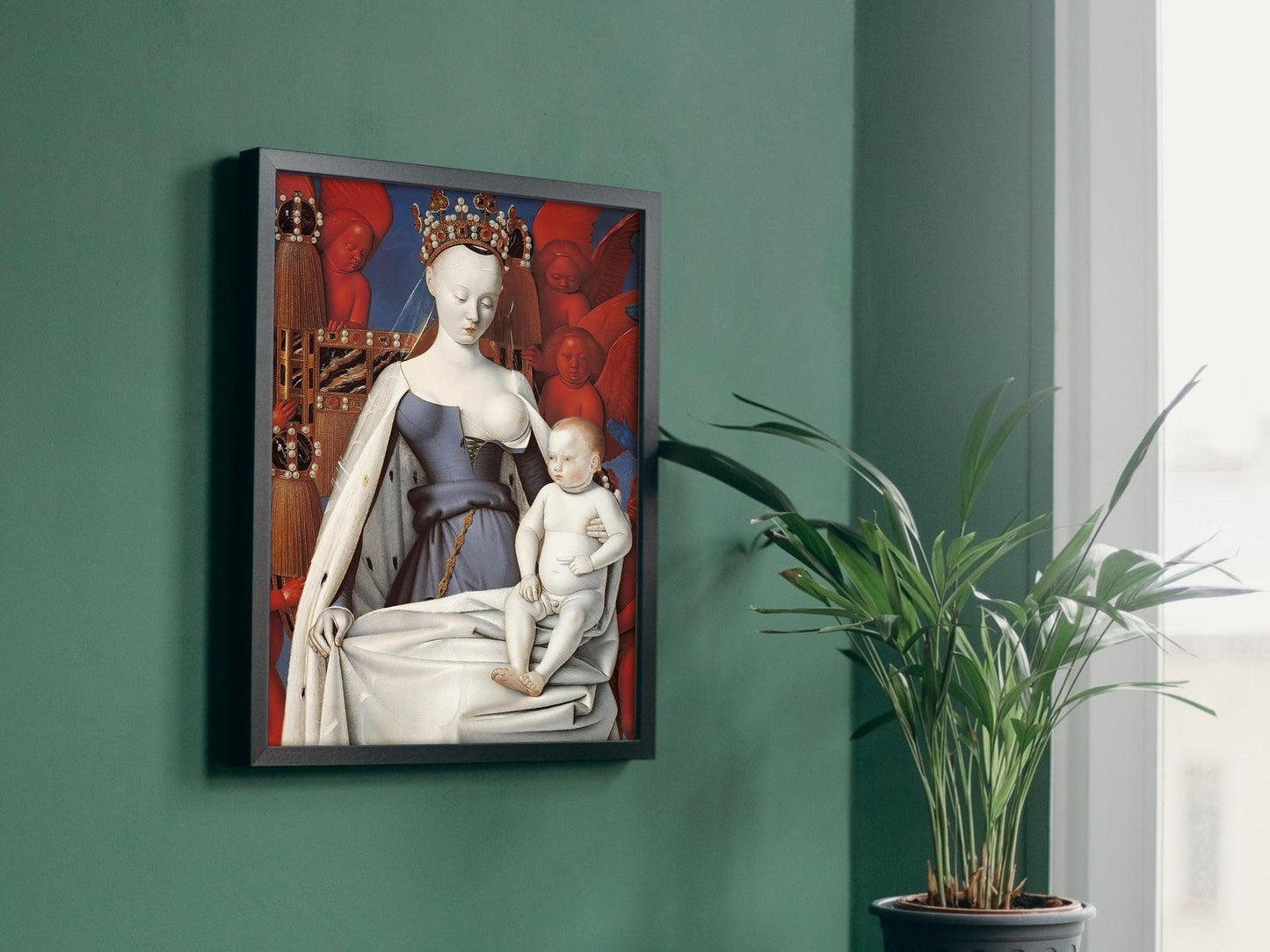 Madonna and Child Left Panel of Diptych de Melun by Jean Fouquet, 1450, Renaissance, fine art print