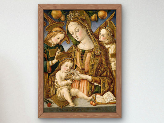 Madonna and Child with Two Angels by Vittore Crivelli, 1481, Renaissance, fine art print