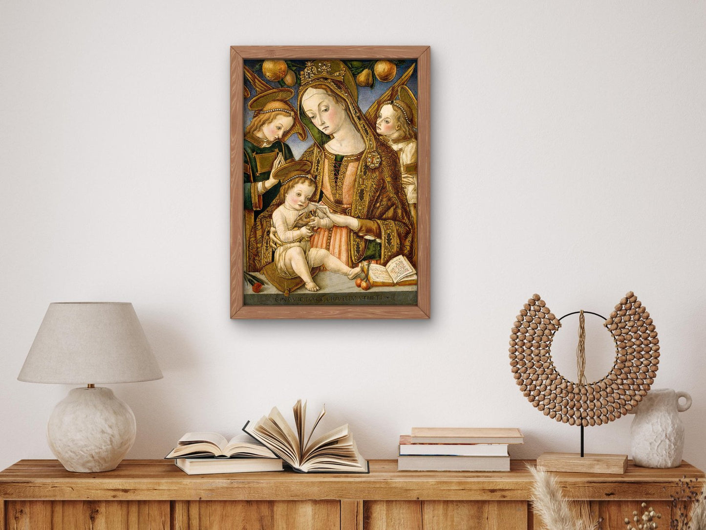 Madonna and Child with Two Angels by Vittore Crivelli, 1481, Renaissance, fine art print