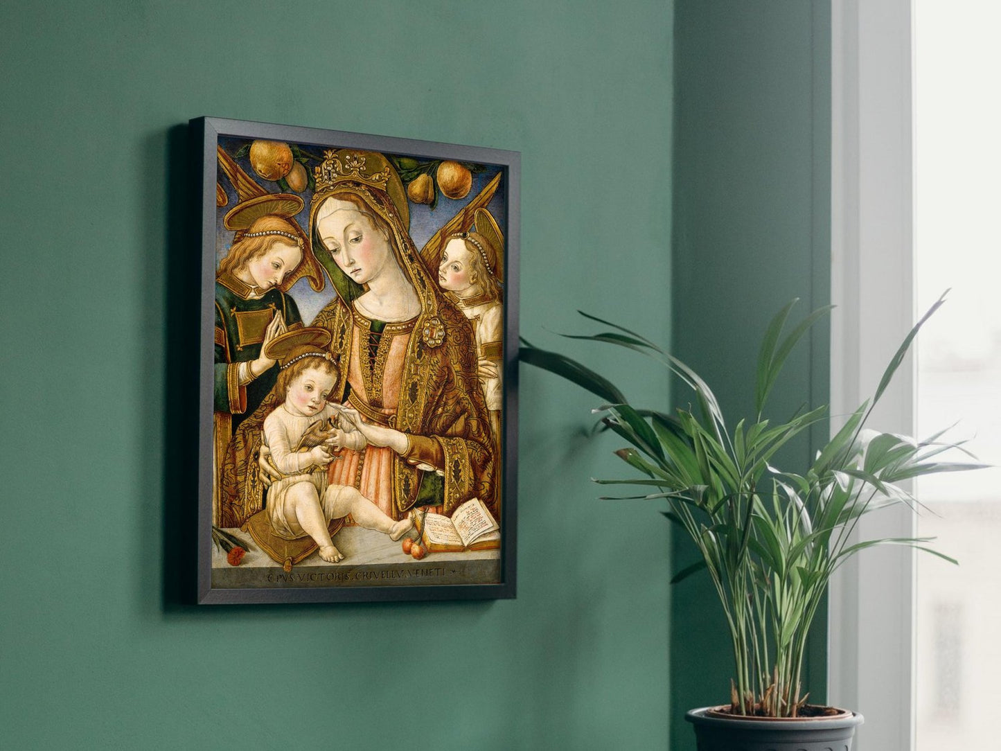 Madonna and Child with Two Angels by Vittore Crivelli, 1481, Renaissance, fine art print