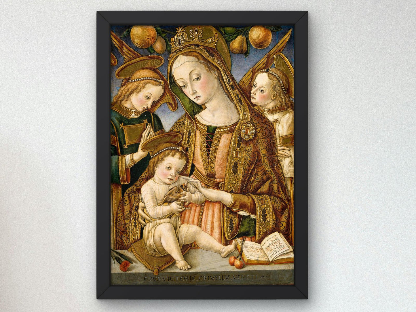 Madonna and Child with Two Angels by Vittore Crivelli, 1481, Renaissance, fine art print