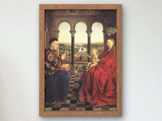 Madonna of Chancellor Rolin by Jan van Eyck, 1435, Renaissance, fine art print