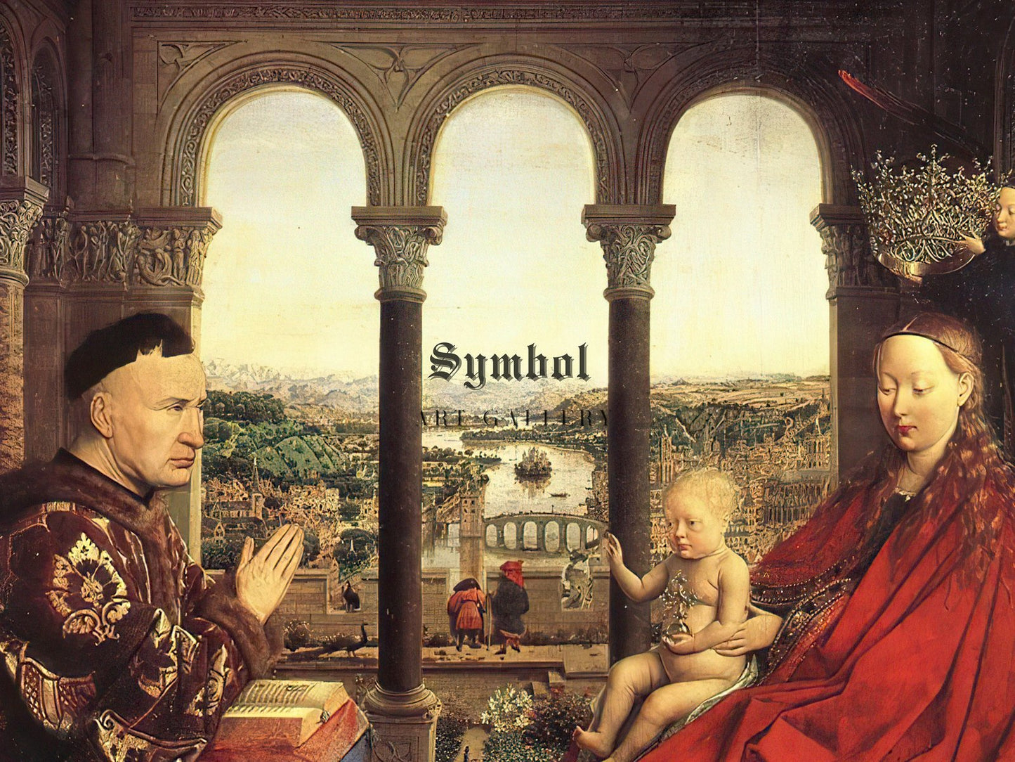 Madonna of Chancellor Rolin by Jan van Eyck, 1435, Renaissance, fine art print