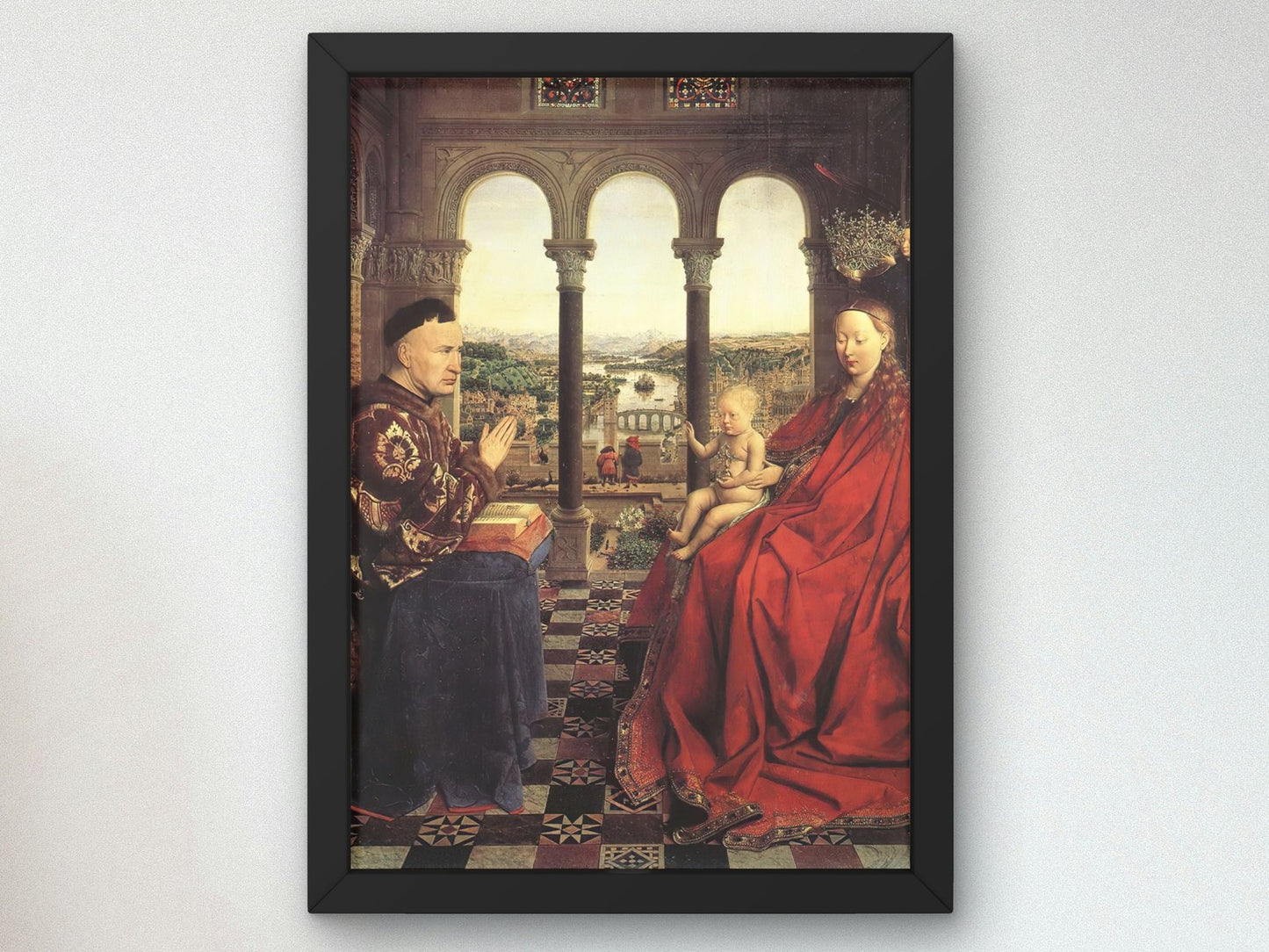 Madonna of Chancellor Rolin by Jan van Eyck, 1435, Renaissance, fine art print