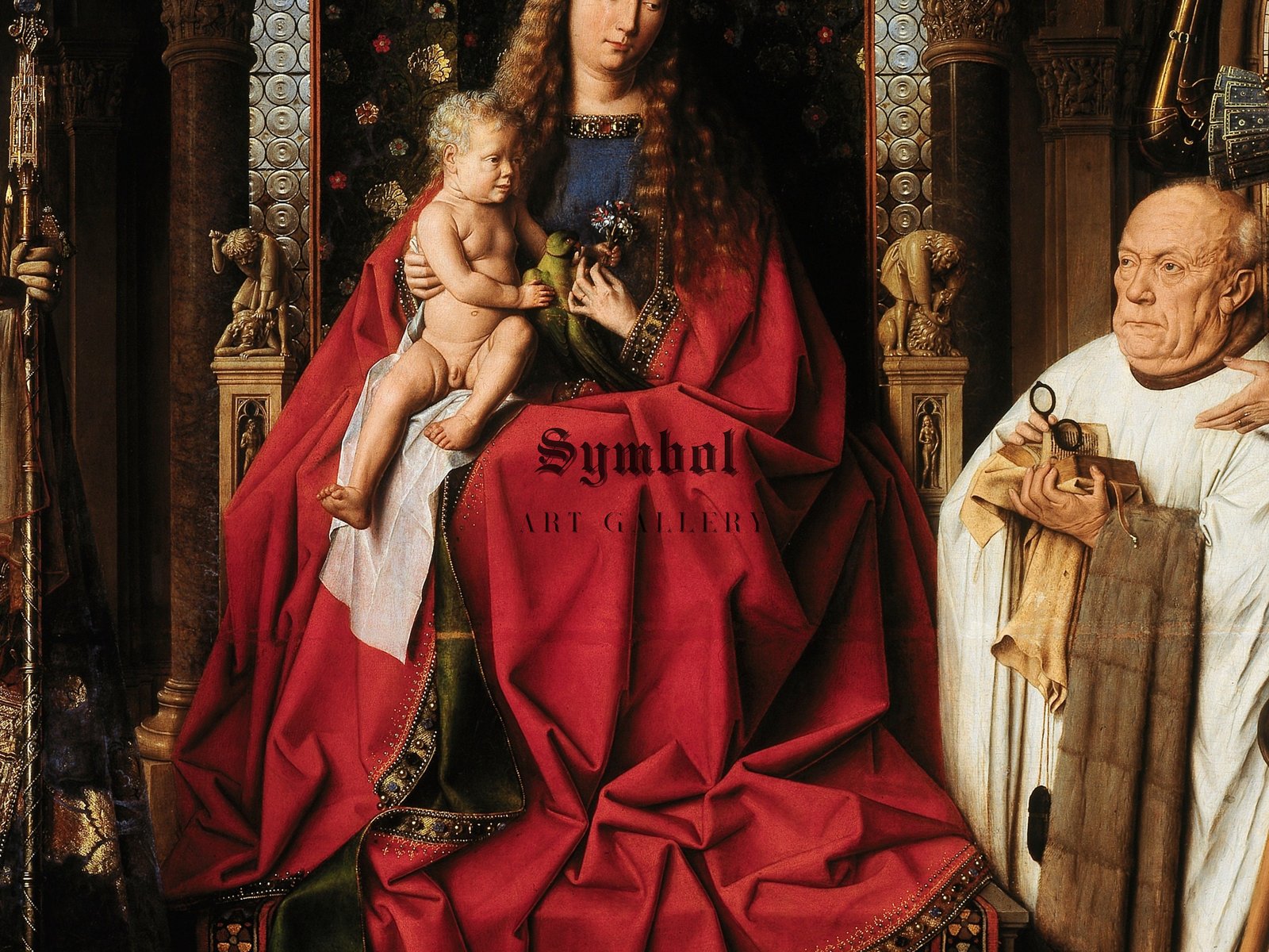 Madonna of Chancellor Rolin by Jan van Eyck, 1435, Renaissance, fine art print