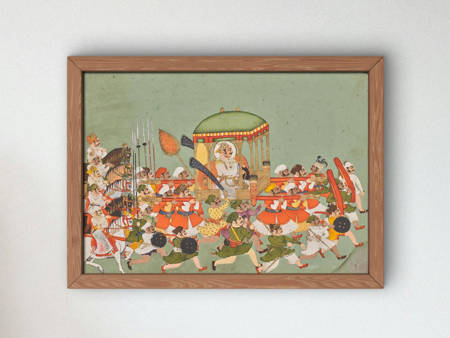 Maharao Chattar Sal of Kota in a Palanquin, 1760, Indian court painting, fine art print