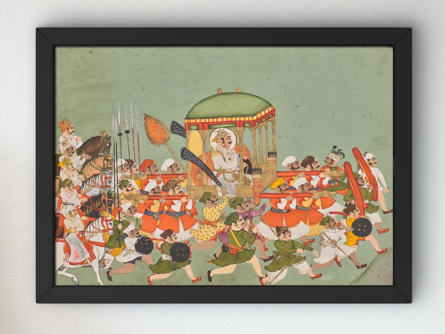 Maharao Chattar Sal of Kota in a Palanquin, 1760, Indian court painting, fine art print
