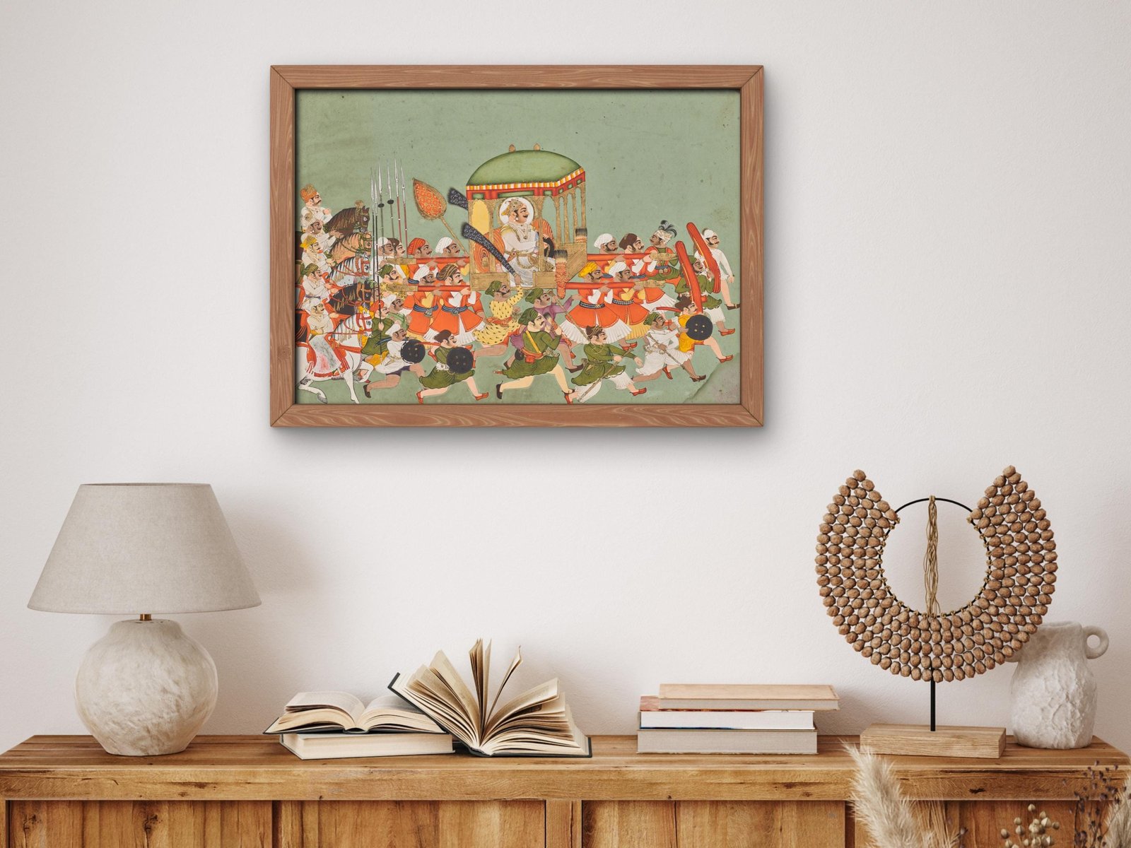 Maharao Chattar Sal of Kota in a Palanquin, 1760, Indian court painting, fine art print