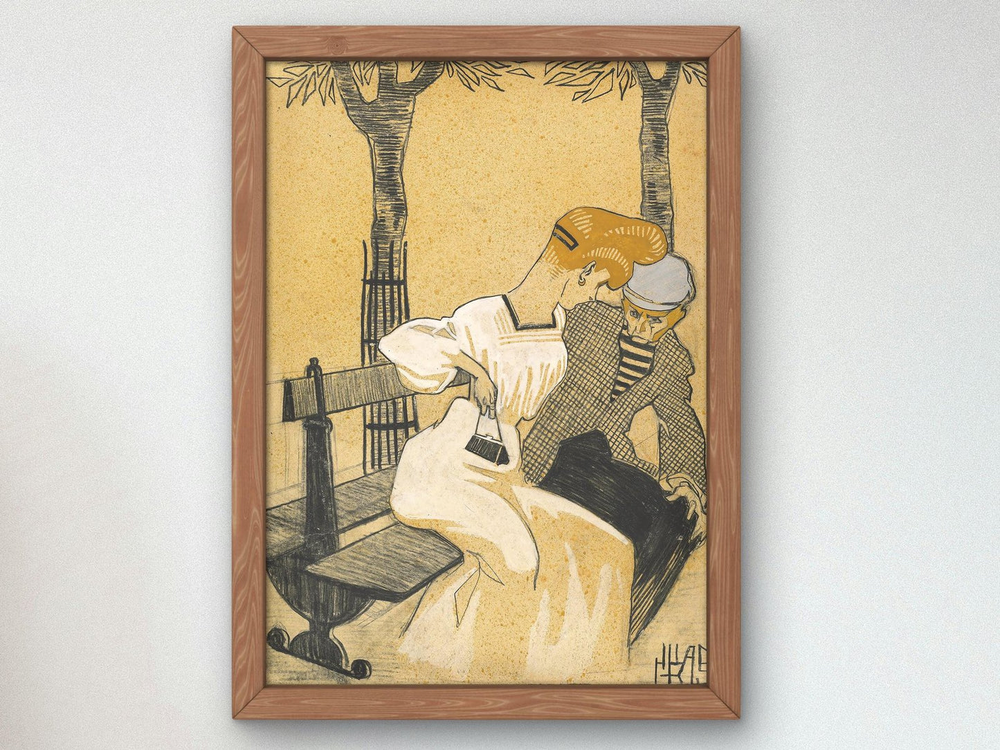 Man and Woman on Bench by Juan Gris, 1908, Cubism and Abstract Art, fine art print