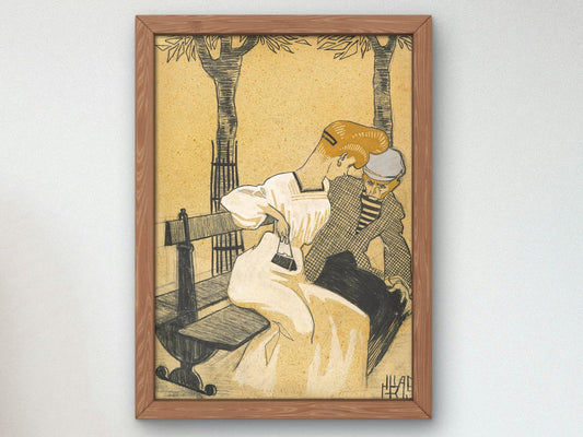 Man and Woman on Bench by Juan Gris, 1908, Cubism and Abstract Art, fine art print