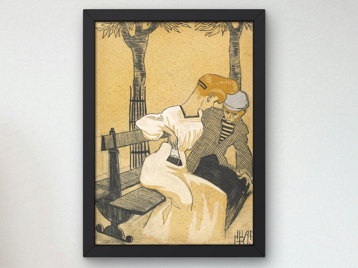 Man and Woman on Bench by Juan Gris, 1908, Cubism and Abstract Art, fine art print