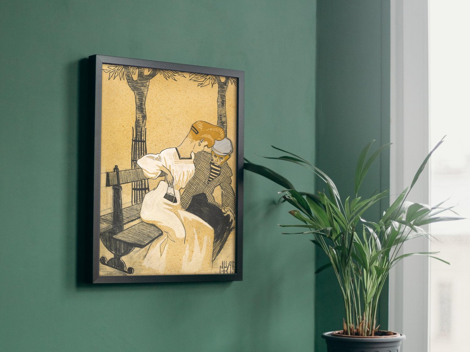 Man and Woman on Bench by Juan Gris, 1908, Cubism and Abstract Art, fine art print