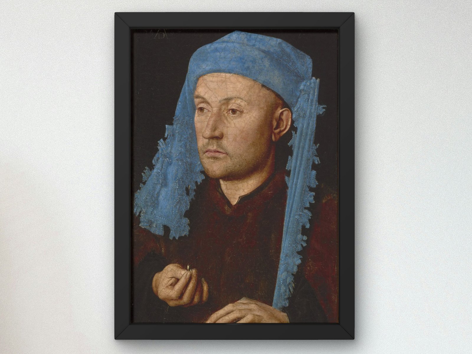 Man in a Blue Cap by Jan van Eyck, 1430, Renaissance, fine art print