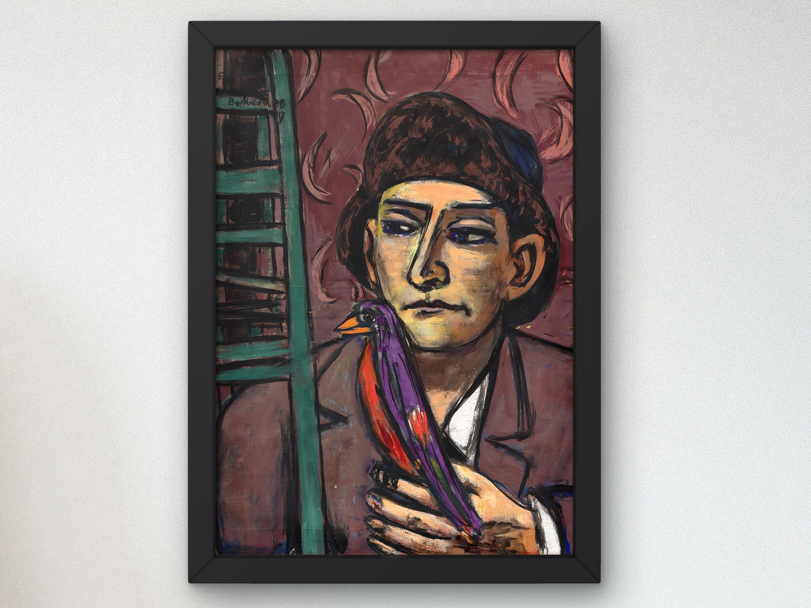 Mann mit Vogel by Max Beckmann, 1950, Expressionism, fine art print