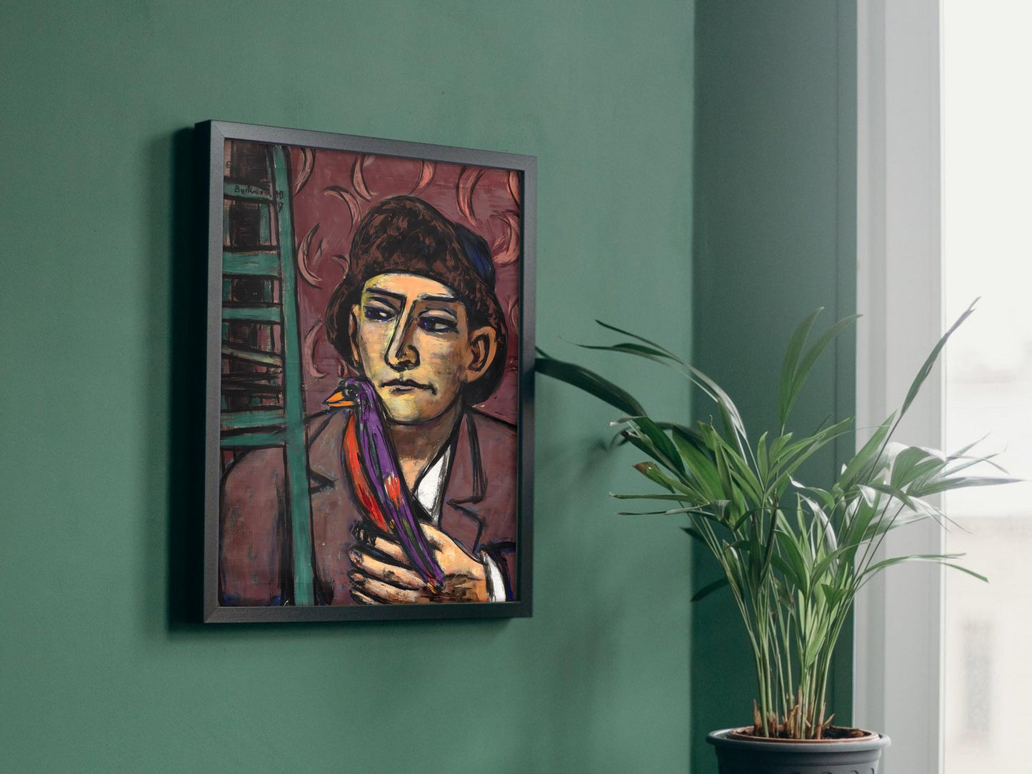 Mann mit Vogel by Max Beckmann, 1950, Expressionism, fine art print