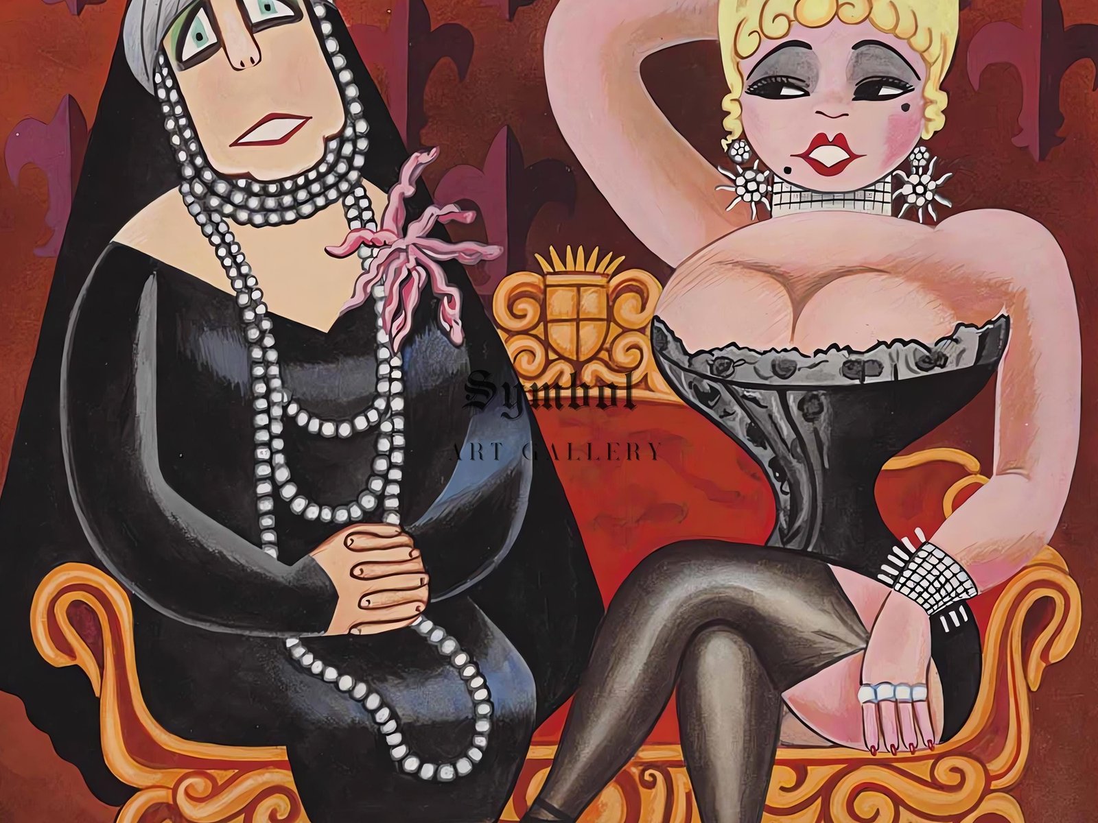 Maria from Romania and Mae West by Miguel Covarrubias, 1936, Art Deco and American Modernism, fine art print