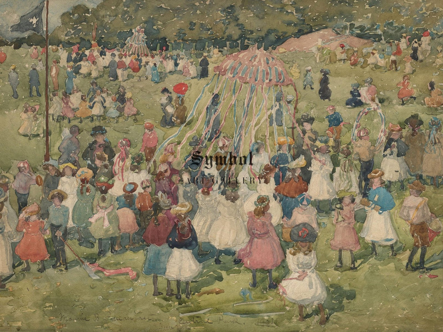 May Day Central Park by Maurice Prendergast, 1901, Art Deco and American Modernism, fine art print