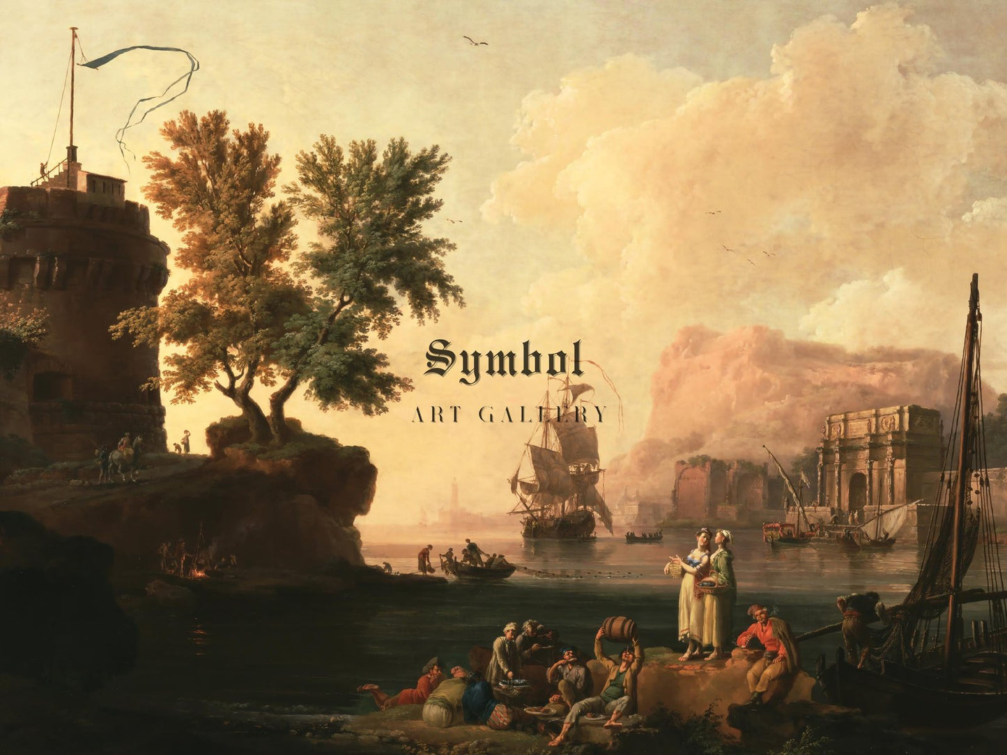 Mediterranean Harbor Scene by Pierre-Jacques Volaire, 1763, Rococo and Neoclassicism, fine art print