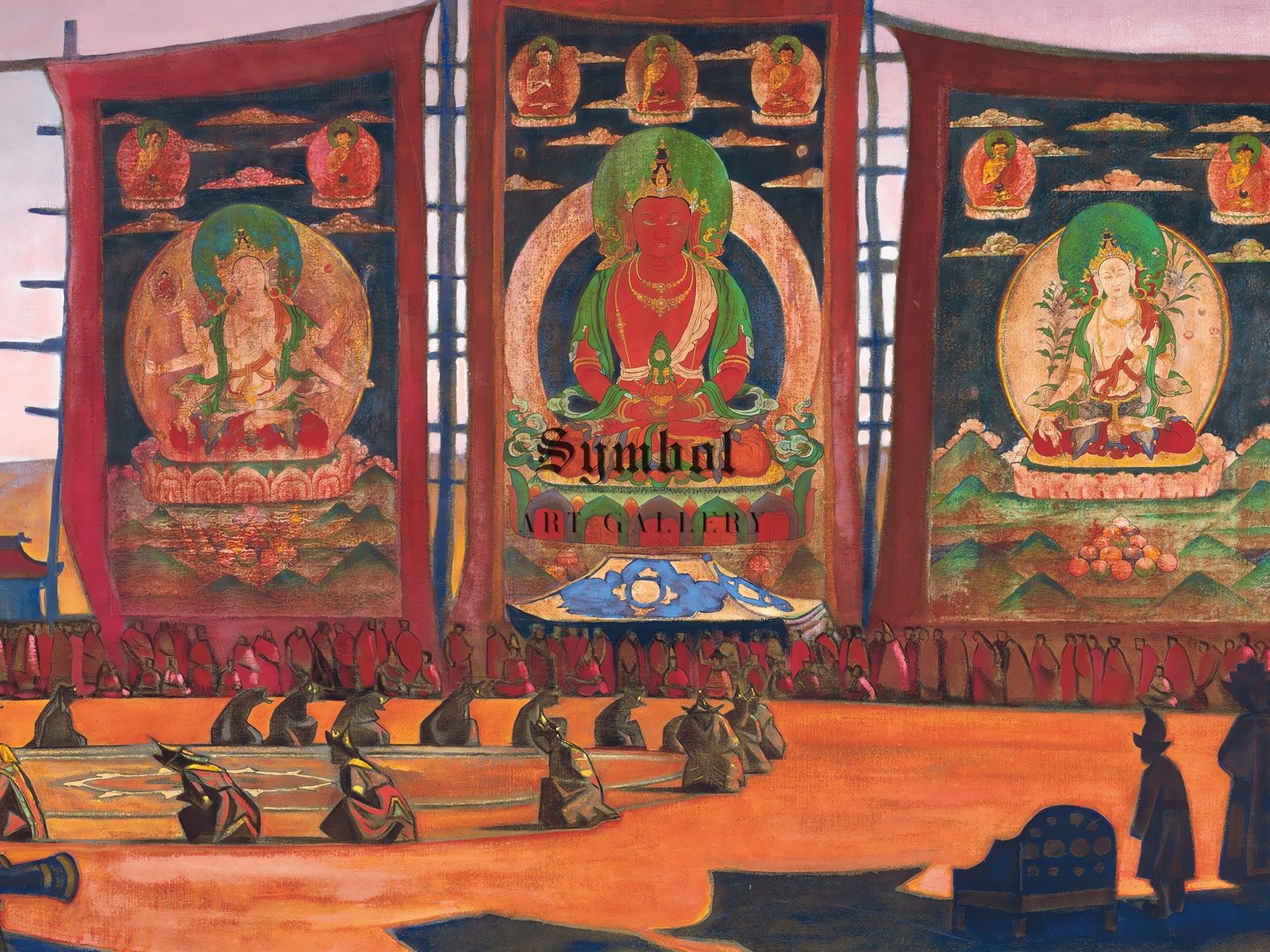 Mongolian Tsam Religious Ceremony by Nicolas Roerich, 1927, Orientalism and Exoticism, fine art print