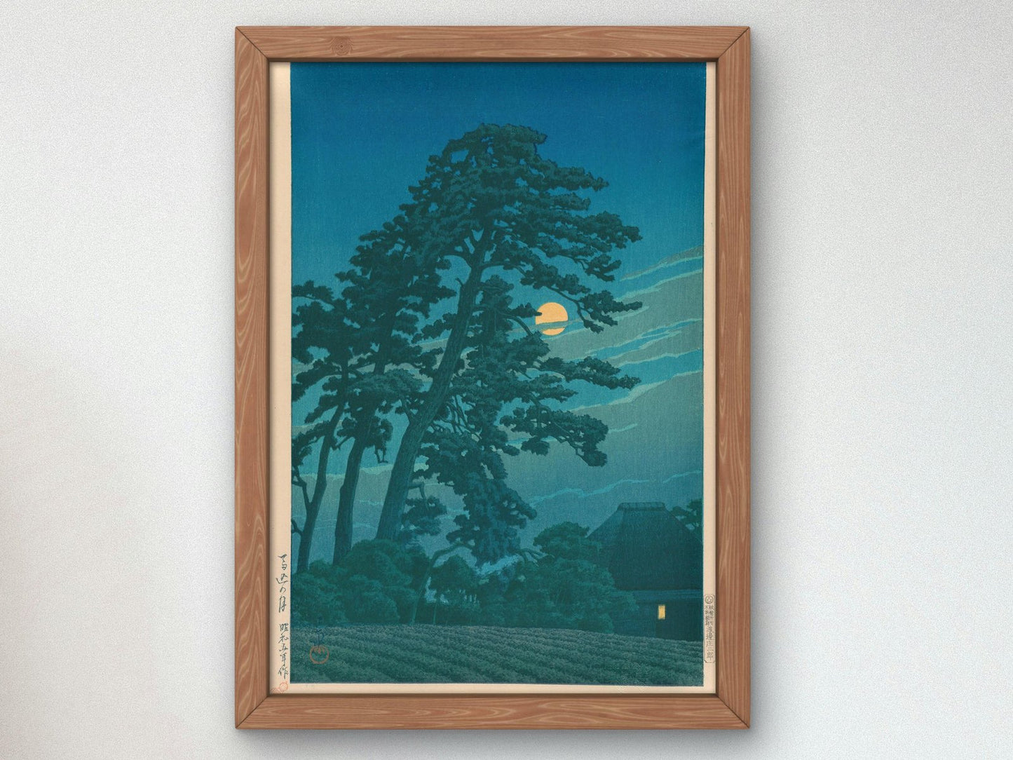 Moon at Magome by Kawase Hasui, 1930, Japanese Woodblock Prints, fine art print