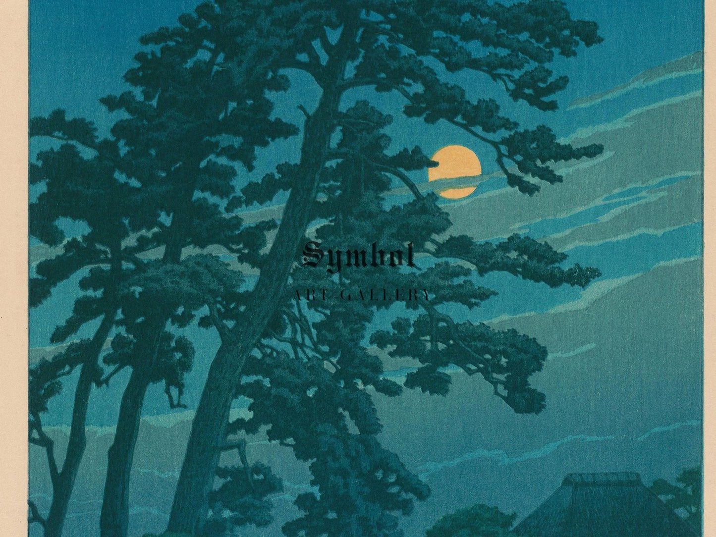 Moon at Magome by Kawase Hasui, 1930, Japanese Woodblock Prints, fine art print