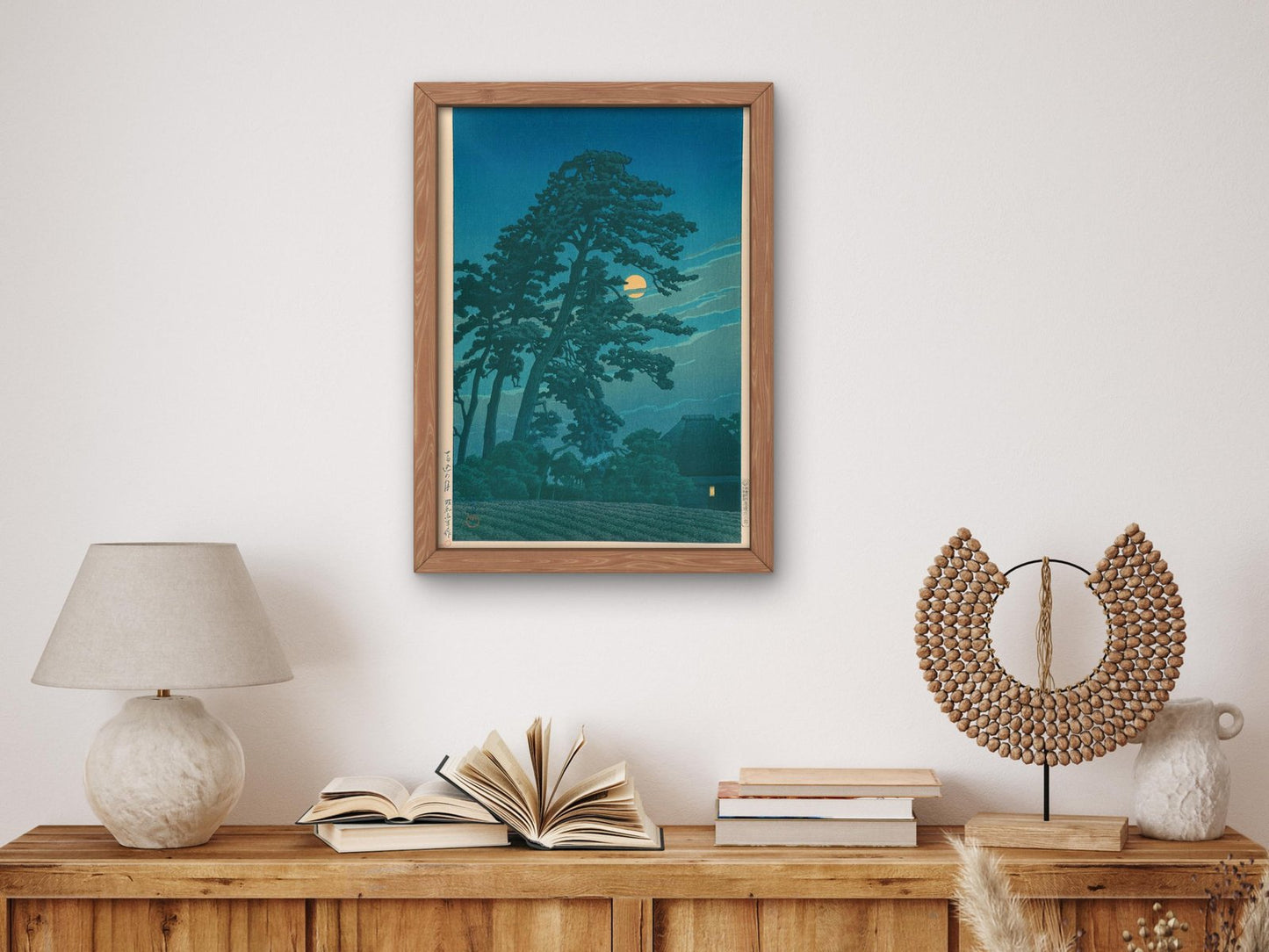Moon at Magome by Kawase Hasui, 1930, Japanese Woodblock Prints, fine art print