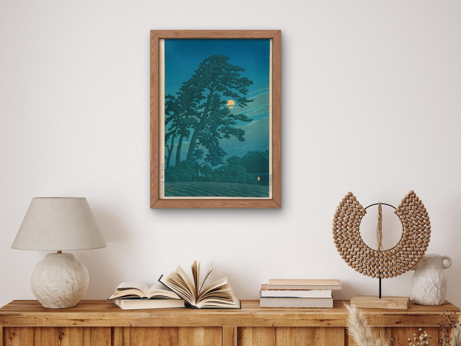Moon at Magome by Kawase Hasui, 1930, Japanese Woodblock Prints, fine art print