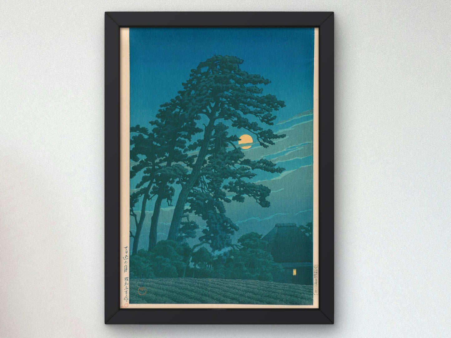 Moon at Magome by Kawase Hasui, 1930, Japanese Woodblock Prints, fine art print