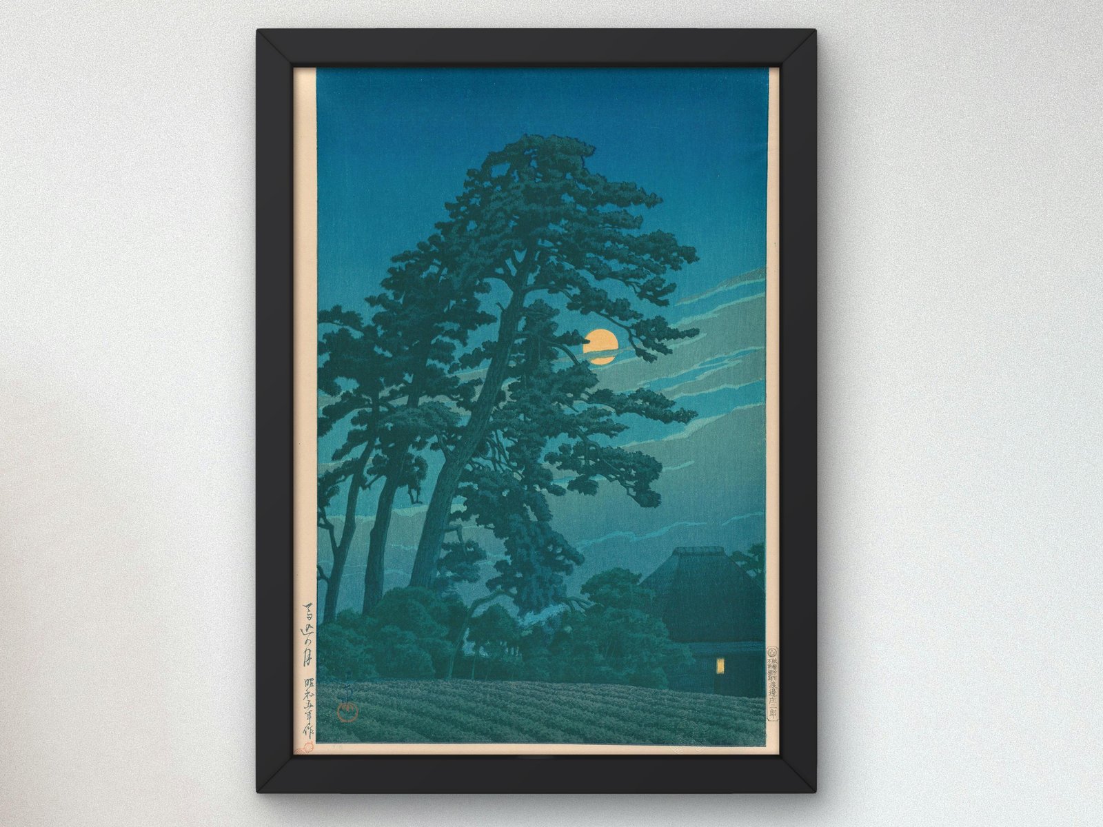Moon at Magome by Kawase Hasui, 1930, Japanese Woodblock Prints, fine art print