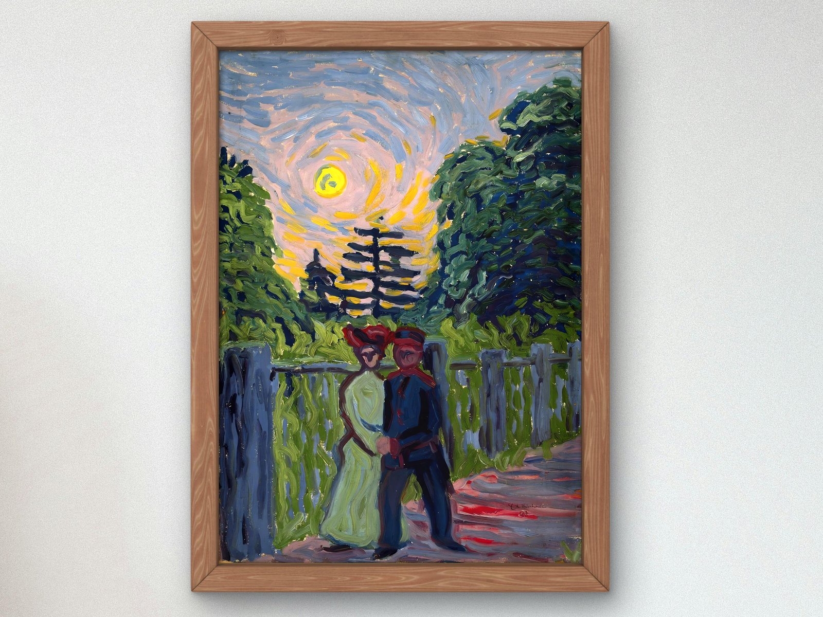 Moonrise Soldier and Maiden by Ernst Ludwig Kirchner, 1915, Expressionism, fine art print